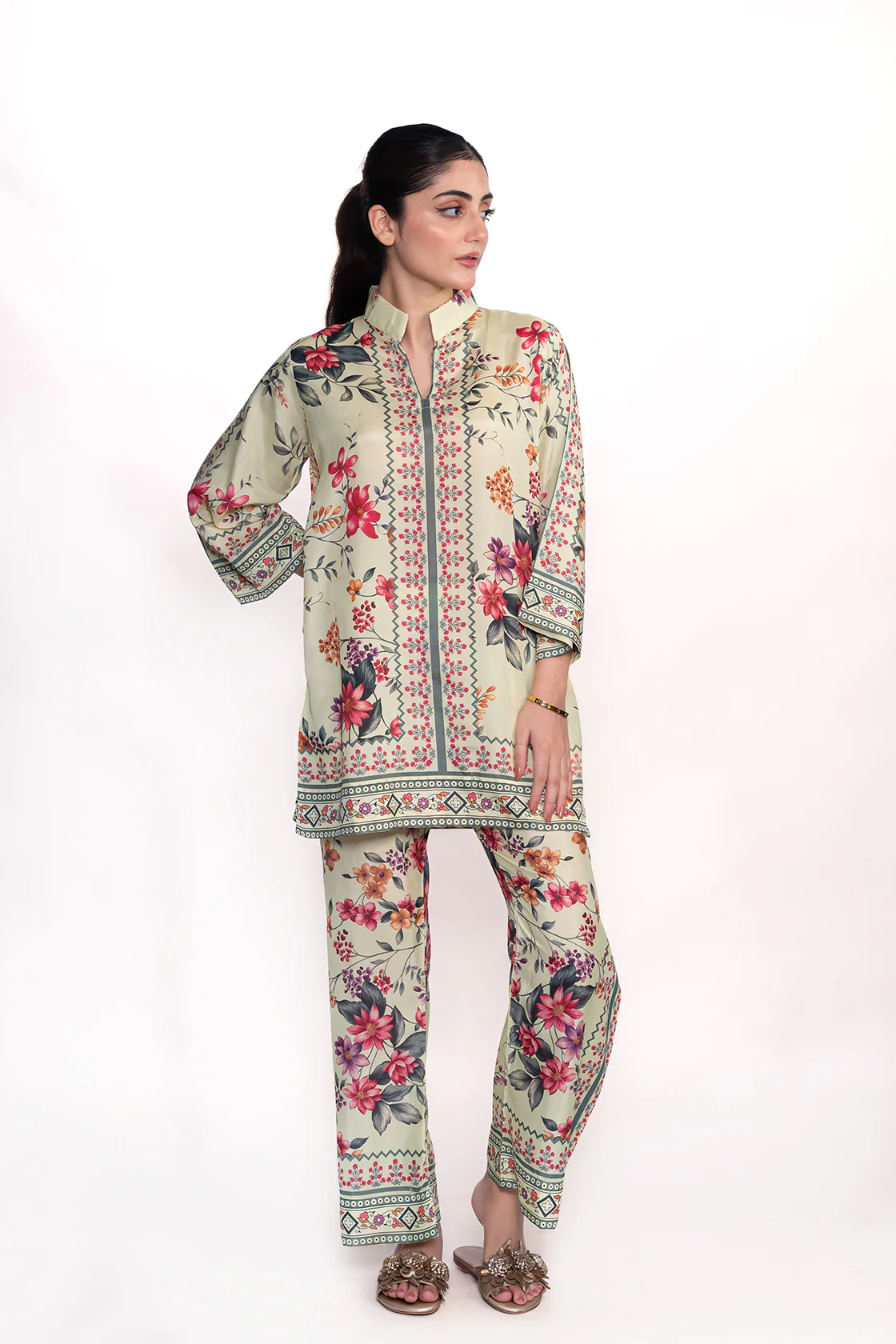 CAMELLIA FLORAL PRINTED CREPE LAWN CO-ORD SET