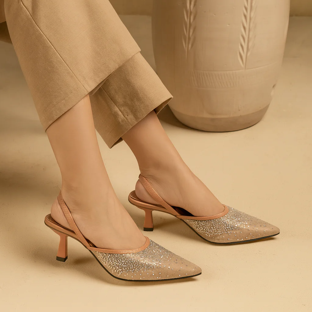 Diamante Embellished Slingback Pumps