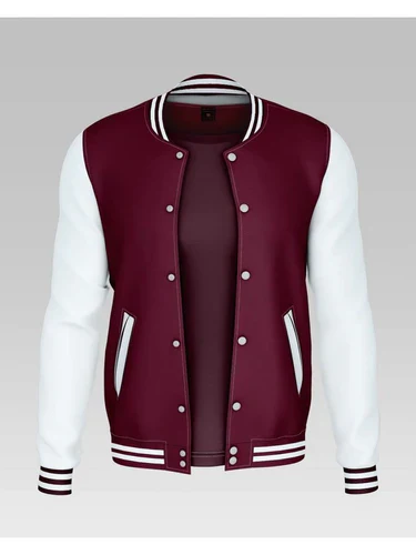Women's Basic Button Down Baseball Varsity Bomber Jacket Mahroon